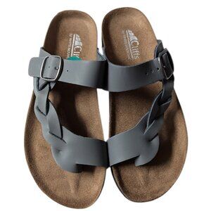 Cliffs by White Mountain Gray-Blue Footbed Thong Comfort Sandals Size 7.5 NWOB